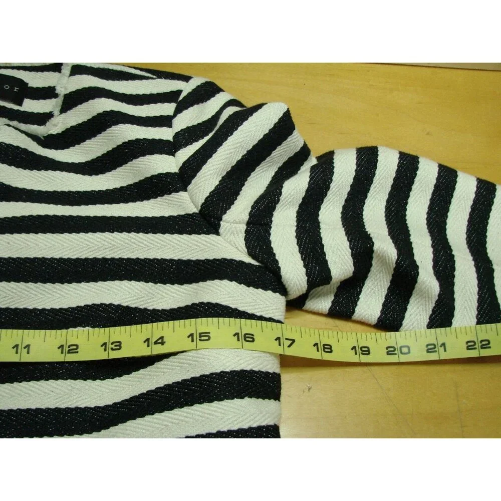 Metaphor Open Front Blazer Jacket XS Raw Hem Black White Striped Pockets Lined - Picture 11 of 12